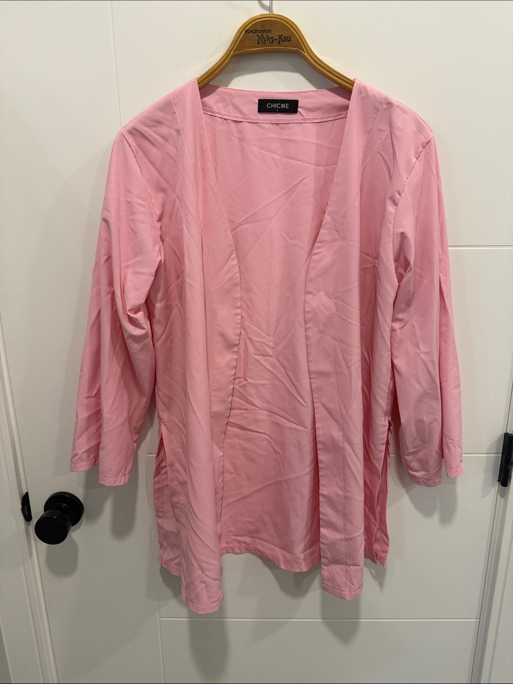 chicme Scrub style Pink Lightweight Open-Front Cardigan size large